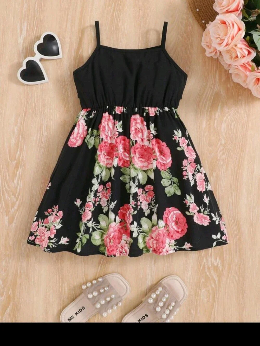 Young Girls' Casual Floral Print Vacation Dress (Size 7)
